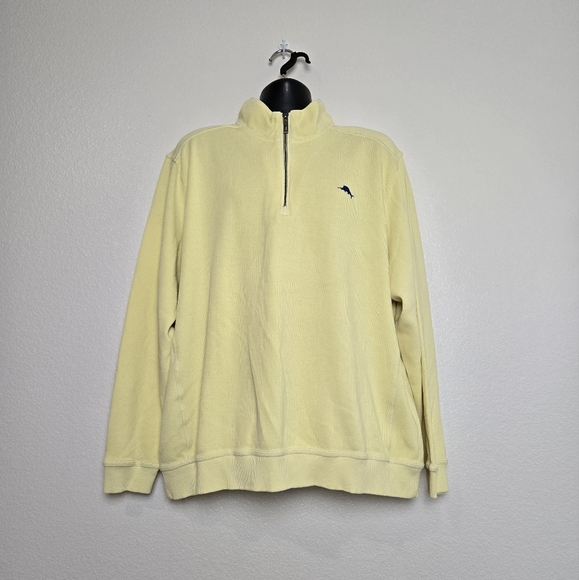 Tommy Bahama Tobago Bay Half Zip Sweatshirt Fresh Lemon Color  Size XXL Preppy - Picture 5 of 14